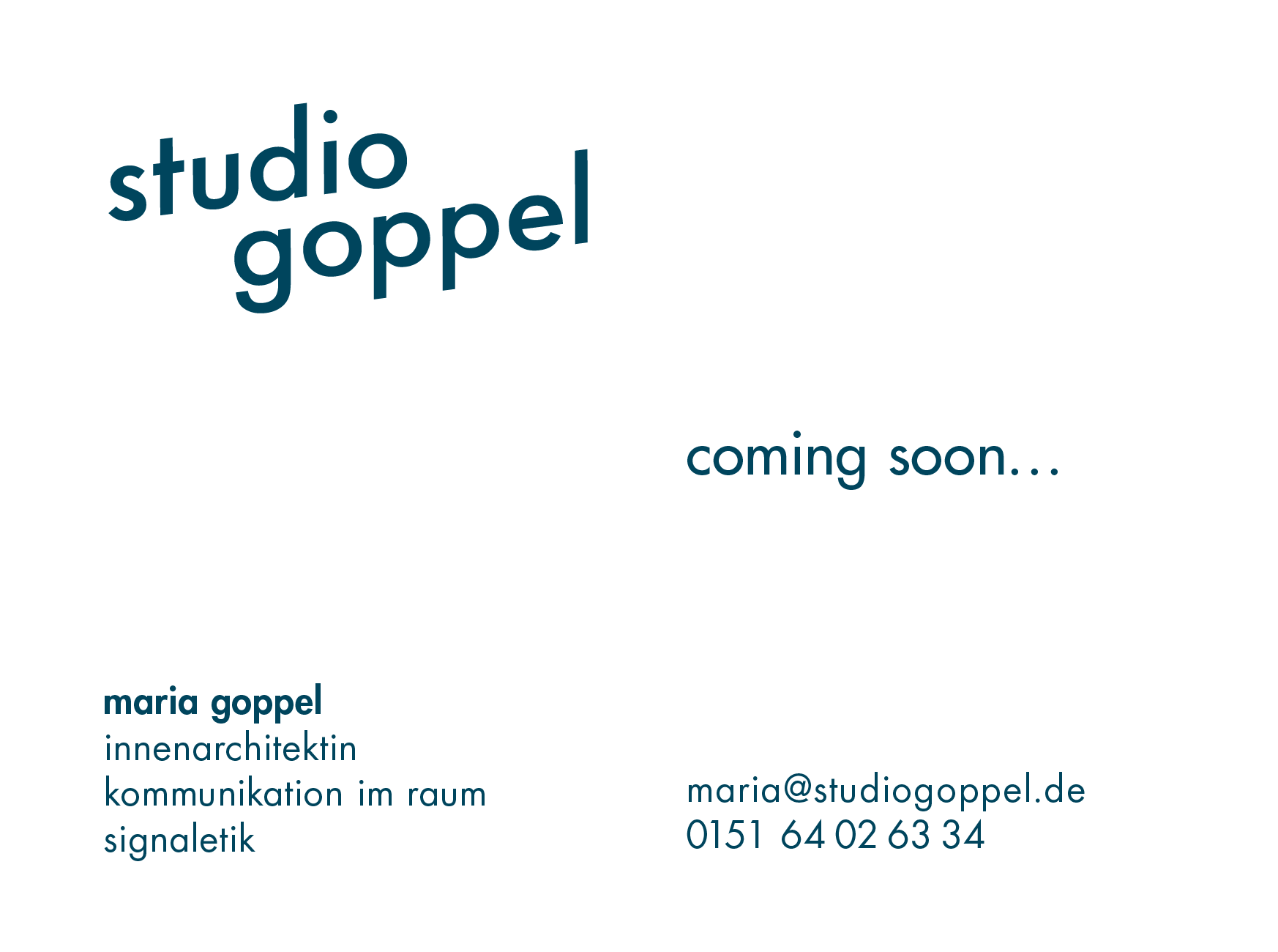 Studio Goppel – Maria Goppel, Innenarchitektin. Coming soon.